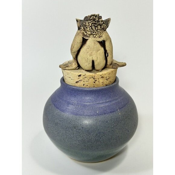 Hand Thrown Pottery Piggy Bank With Gargoyle Green Fees Golfer Gift Marked - Picture 4 of 6